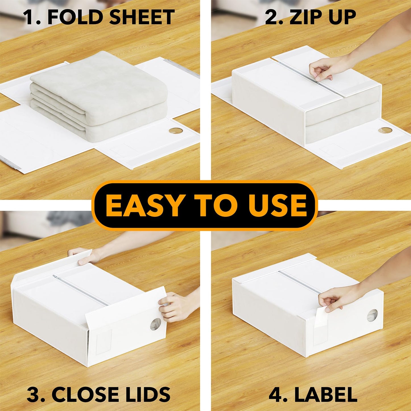 SpaceAid 5 Pack Bed Sheet Organizers and Storage, Foldable Sheet Organizer for Linen Closet, Sheets Set Folder Keeper with Window XL (Queen & King Size) Organizing Bedding Container, White
