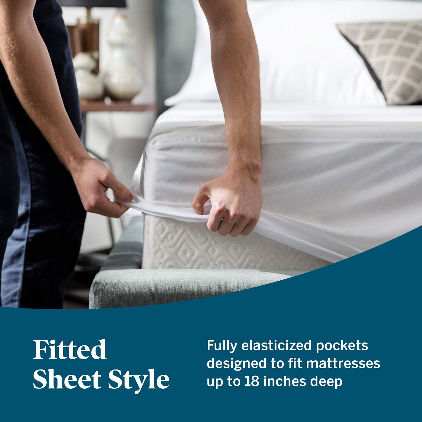 LUCID Zippered Mattress Encasement – Waterproof Full Size Mattress Protector – Fits Mattresses 6 to 18 Inches with Secure Elastic – Shields All 6 Sides – Quiet cover – White