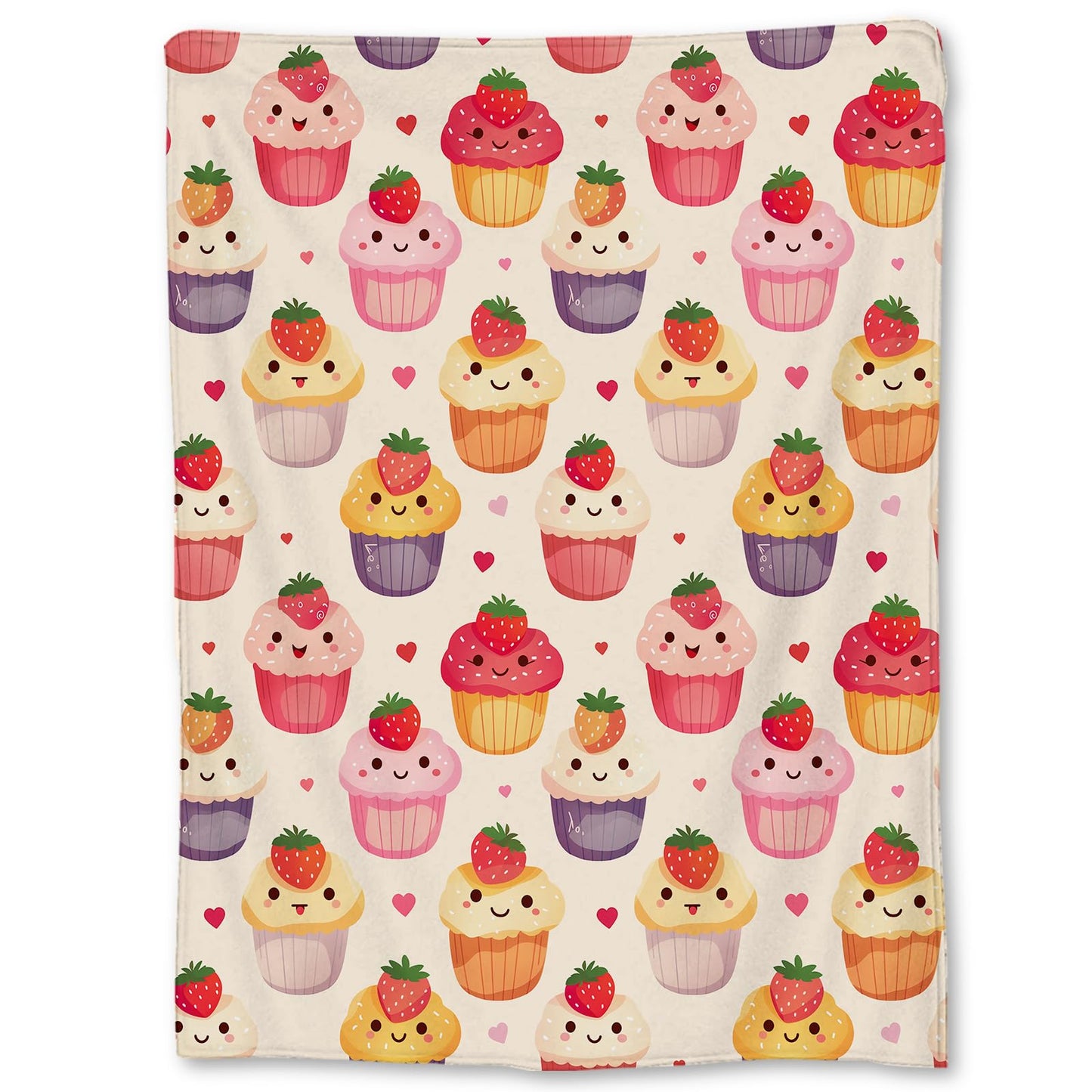 Ti Caldi Adorable Cupcake & Hearts Blanket | Soft Warm Fuzzy Lightweight Flannel Throw Blanket Perfect for Couch, Bed, Decor, Travel & Outdoor Use, Cozy Blankets for Adults Kids Women Girls 60×50 in