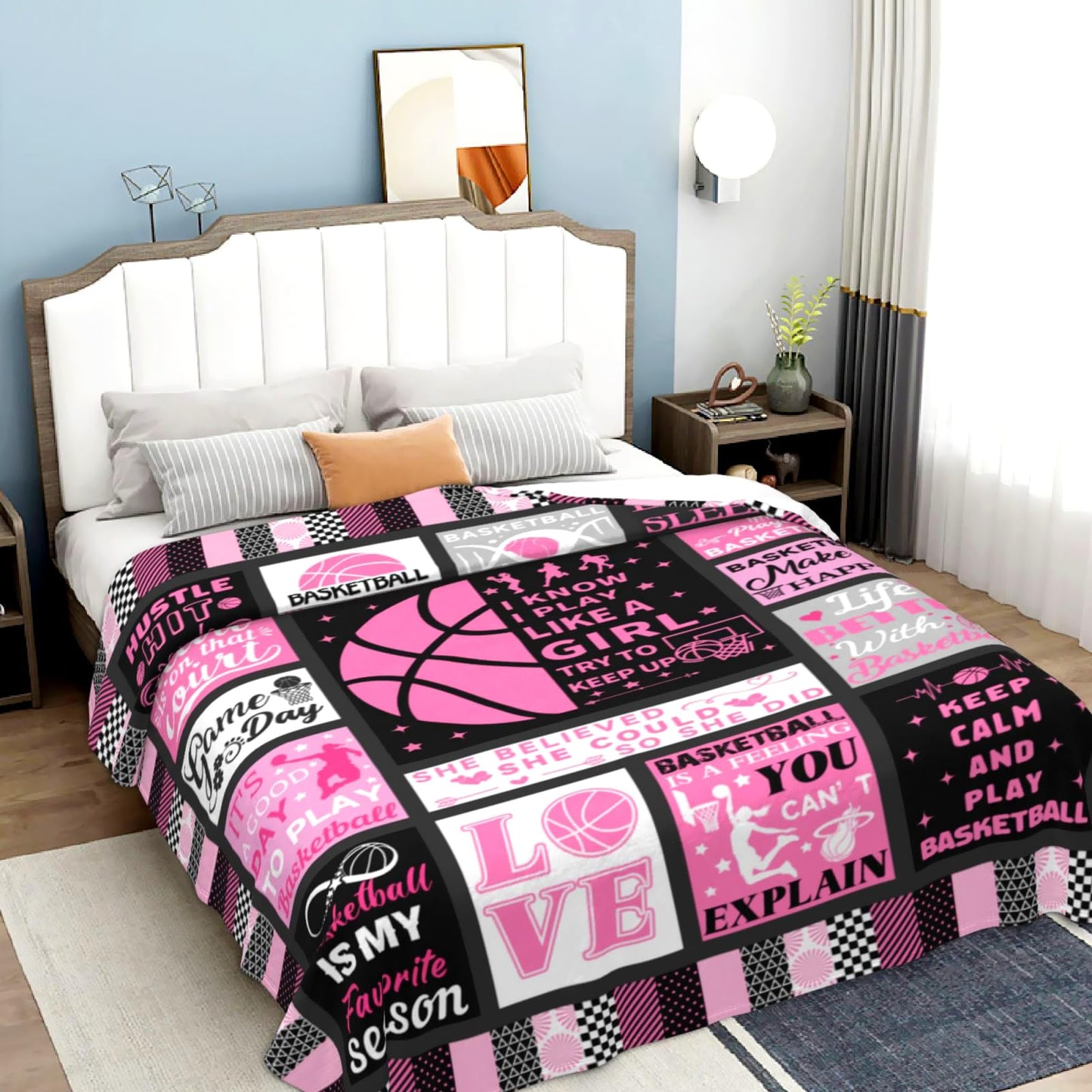 Basketball Blanket for Girls Basketball Gifts for Kids Stuff Basketballs Blankets Throw Bedding Basket Ball Gifts for Women Adults Basketball Lover Room Decor Birthday Party Decorations 50"X40"