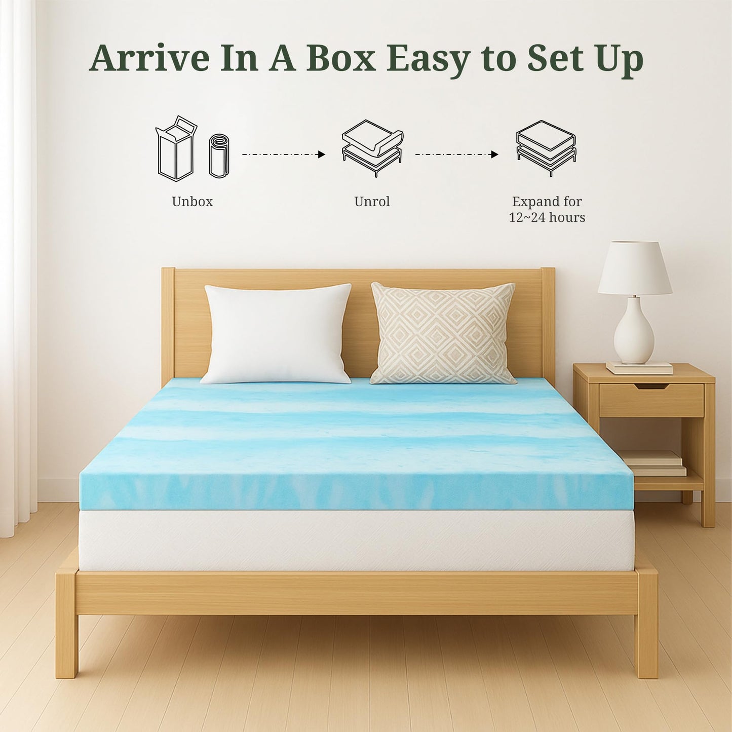Memory Foam Mattress Topper Twin - 3 Inch Gel Infused Bed Toppers, Pressure Relief Mattress Pad for Dorm Room, CertiPUR-US Certified