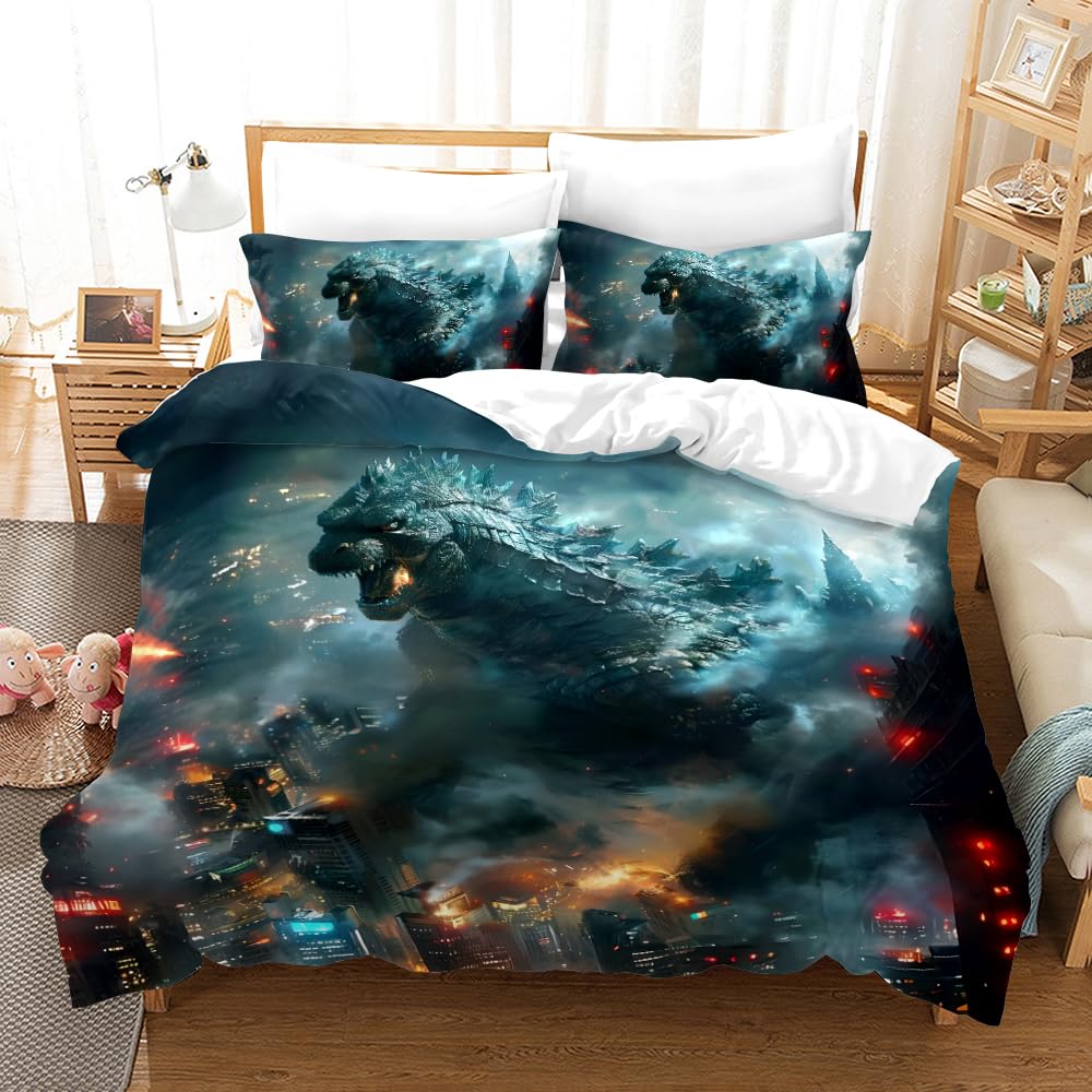 sonicpony Duvet Cover Set Boys Twin Full Size Dinosaur Comforter Cover 3 Pieces Bedding Set 1 Piece Quilt Cover with Zipper Closure 2 Pieces Pillow Shames for Kids Men No Comforter (Dino37, Twin)