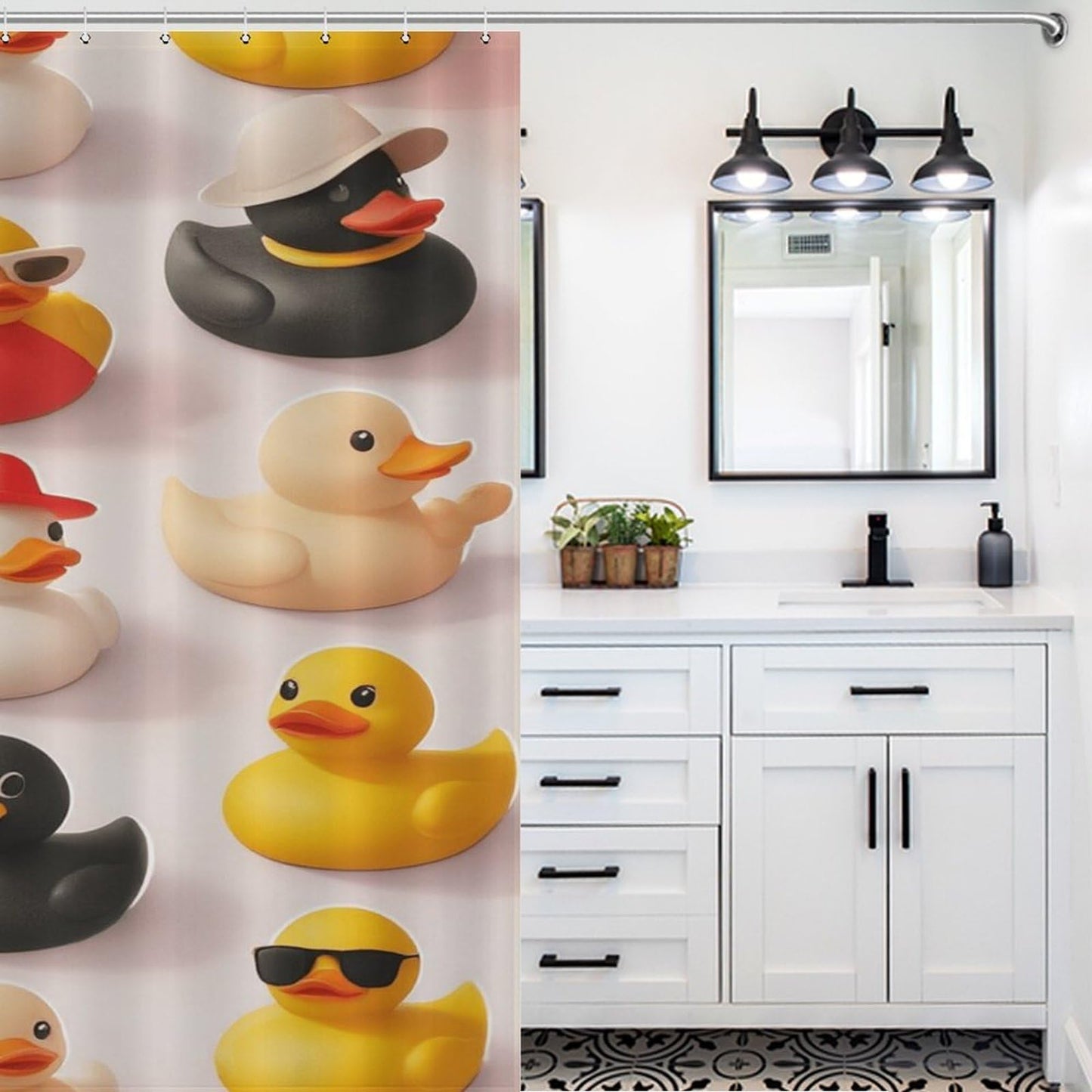 bladesgsd Colorful Rubber Ducks Shower Curtain Set Fabric Shower Curtains Waterproof Bath Curtain for Bathroom Hotel with 12 Hooks 69.69x70.87Inch（177x180cm）