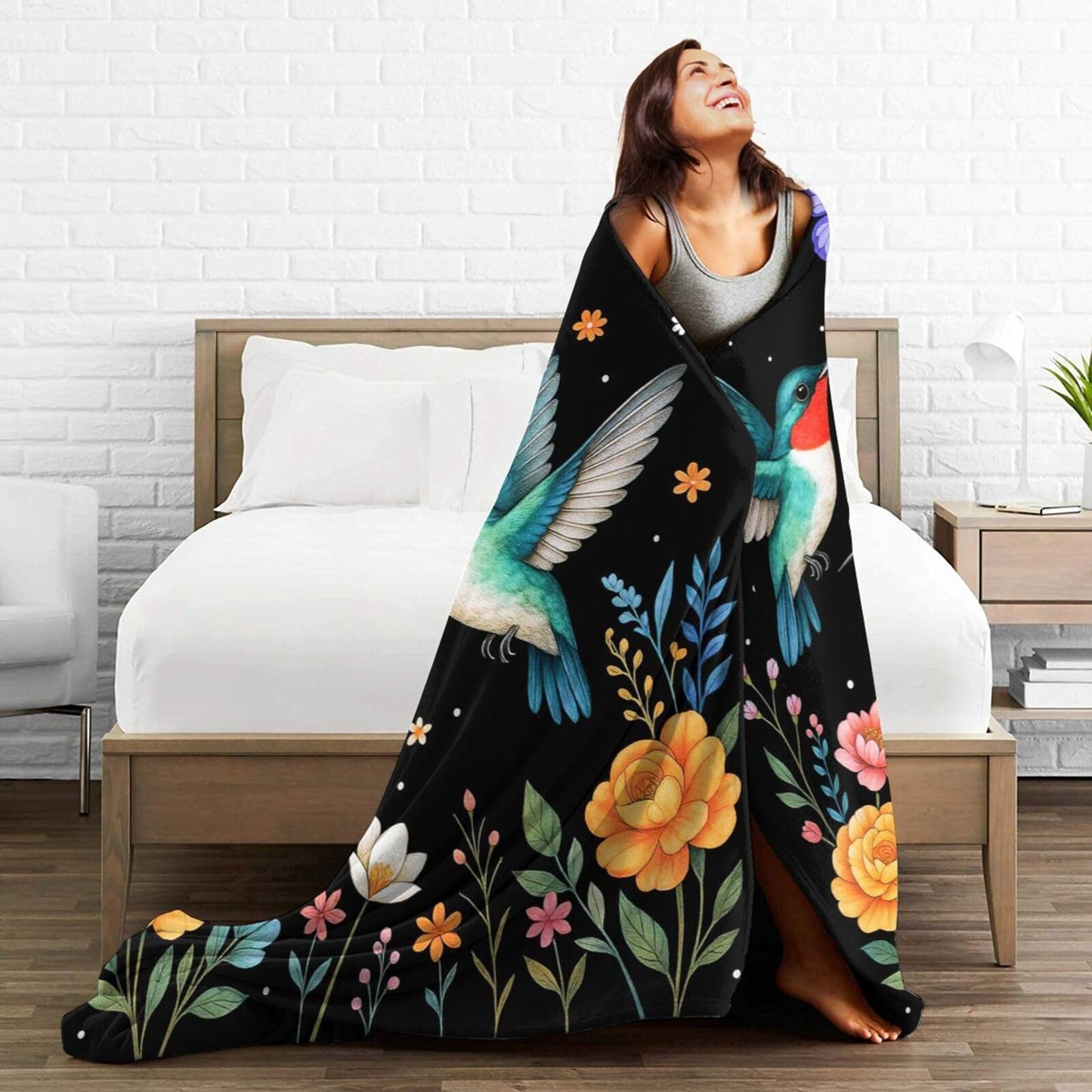 Hummingbird Blanket Hummingbirds Throw Blanket Soft Warm Cozy Fleece Fuzzy Plush Flannel Blankets Gifts for Boys Girls Women Kids Adults 40"X50"