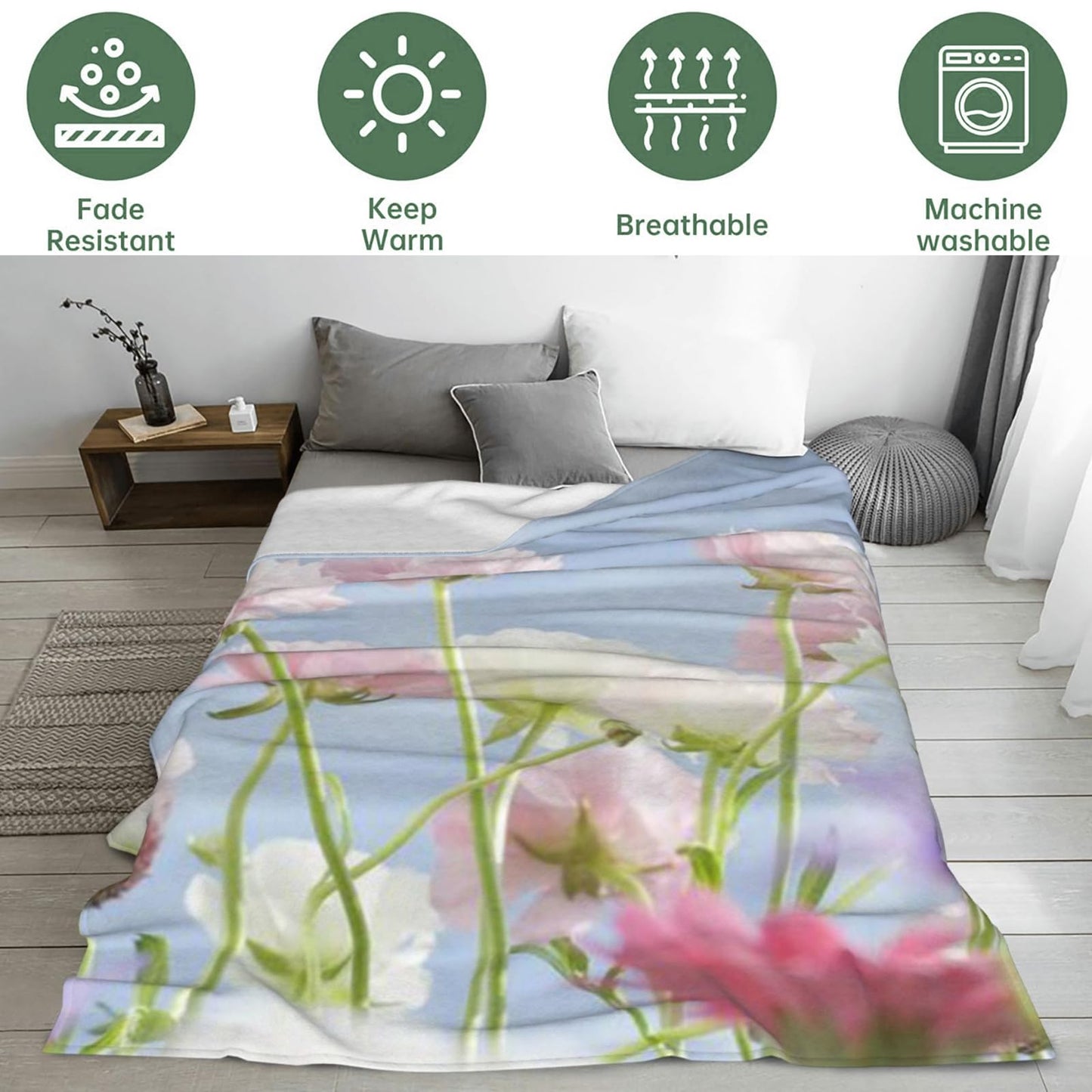 Bidesk Charming Butterfly Blanket Cozy Soft Flannel Throw Blanket - Lightweight & Warm Blankets for Couch, Bed, Travel, Fuzzy Outdoor Comfort Wrap, for Women Adults Kids 60"×50"
