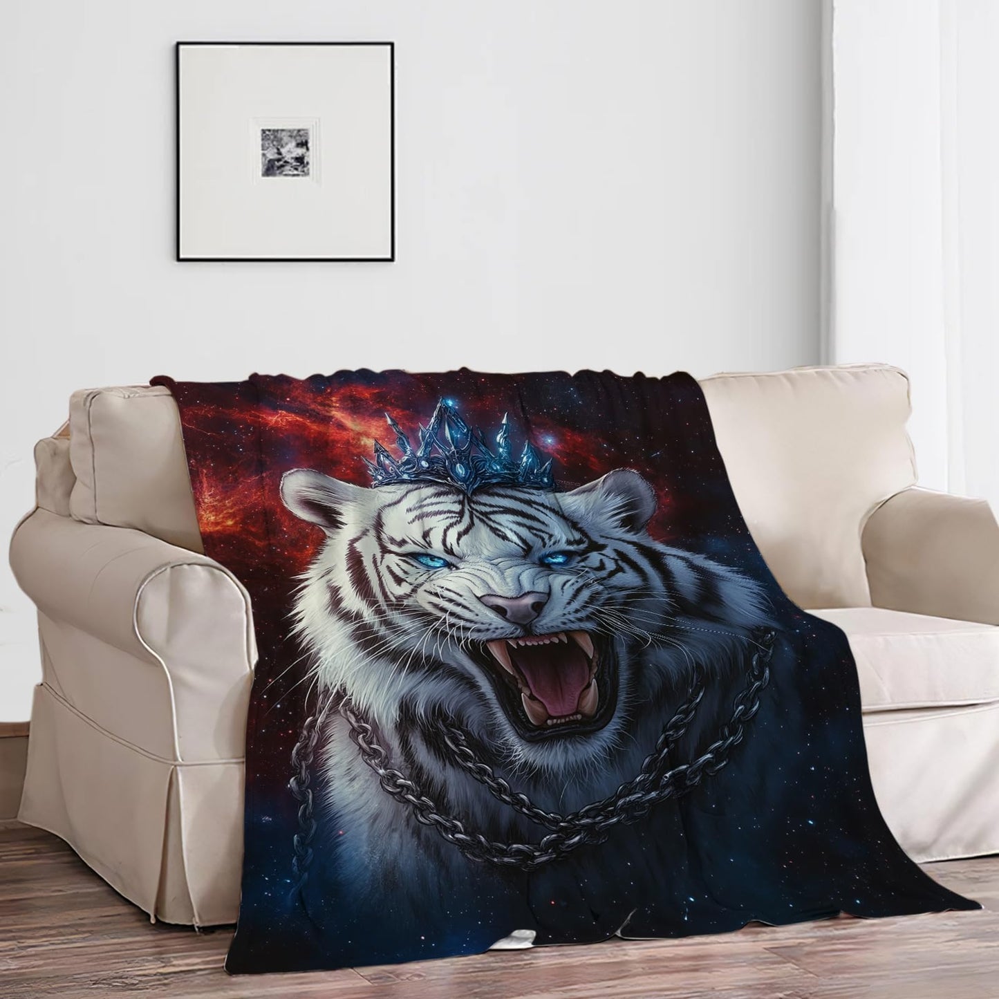 Tiger Blanket, Animal Throw Blanket, Tigers Gifts, Animals Blankets, White Tiger Stuff Fleece Flannel Plush for Women Men Boys Girls Lovers Adults Soft Bedding for Sofa Bed Office Home Decor 40"X50"