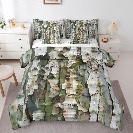 Feelyou Tree Branches Comforter Set with Sheets 7 Piece Queen Size Tree Leaf Bedding Set for Kids Boys Girls Botanical Bed in a Bag Nature Theme Room Decor Soft Microfiber
