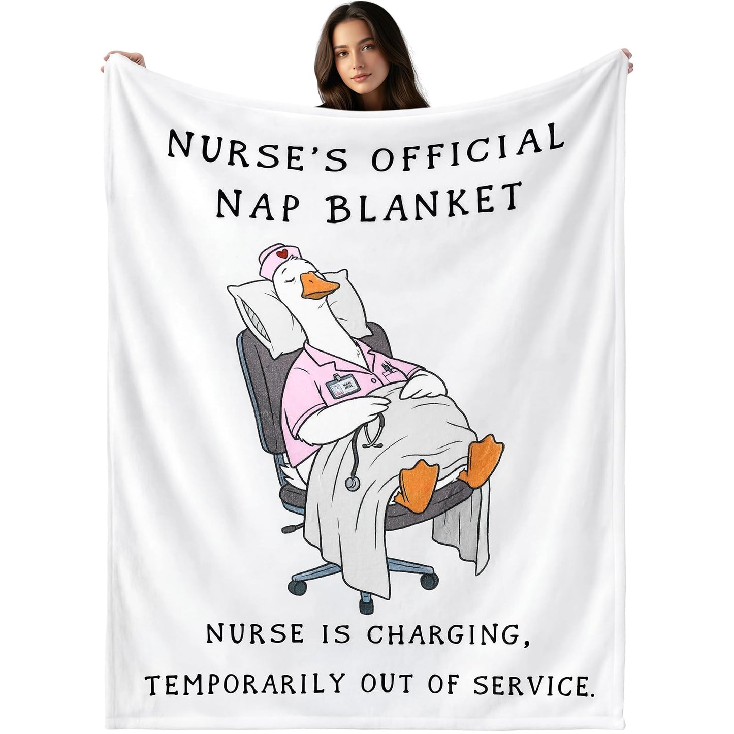 Gilprop Nurse's Official Nap Blanket Gifts 50 x 60 Inch, Soft Cozy Flannel Throw Blanket for CNA Week Appreciation Gifts Nursing Student Graduation Supplies