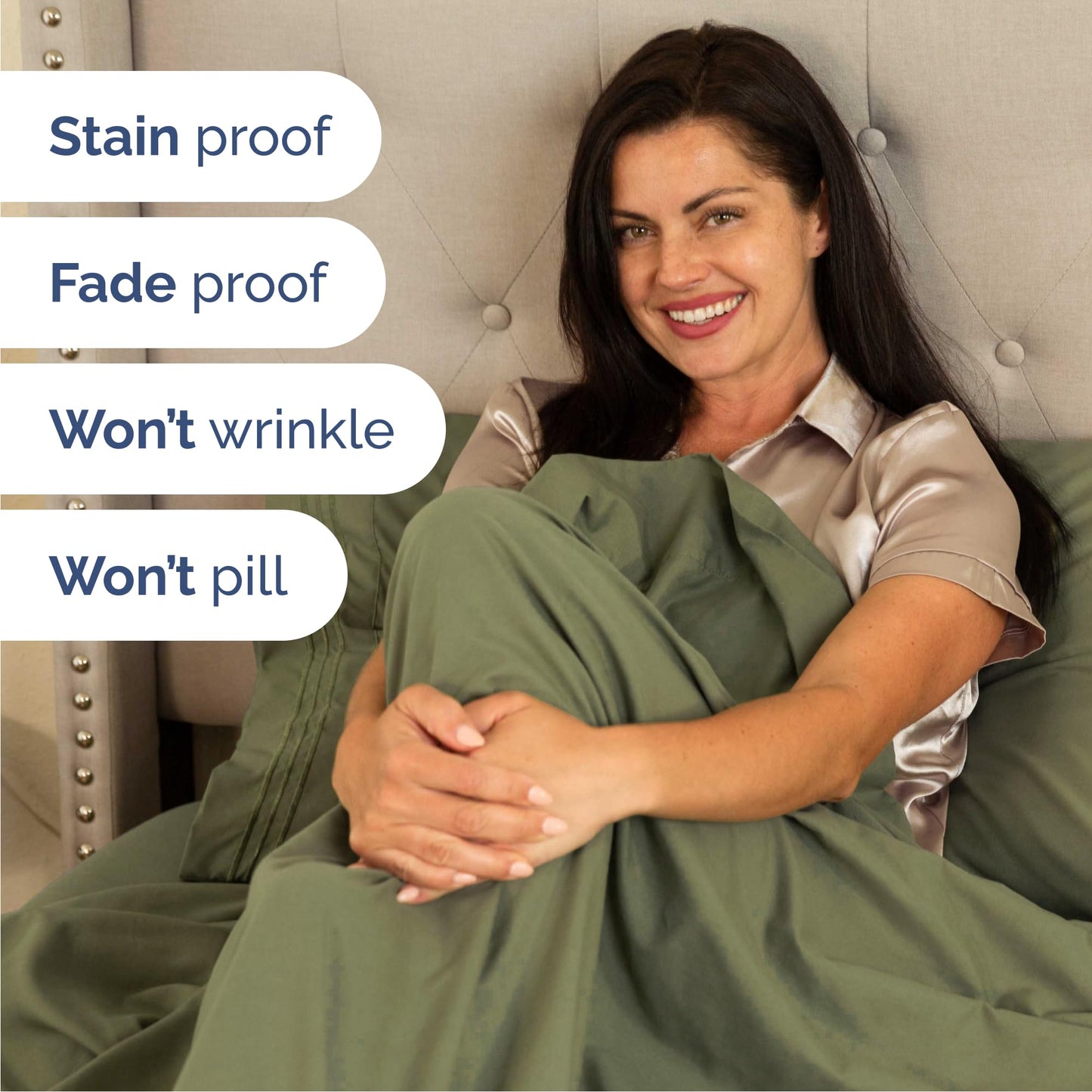 Queen Size 4 Piece Sheet Set - Comfy Breathable & Cooling Sheets - Hotel Luxury Bed Sheets for Women & Men - Deep Pockets, Easy-Fit, Soft and Wrinkle Free Sheets - Sage Green Oeko-Tex Bed Sheet Set