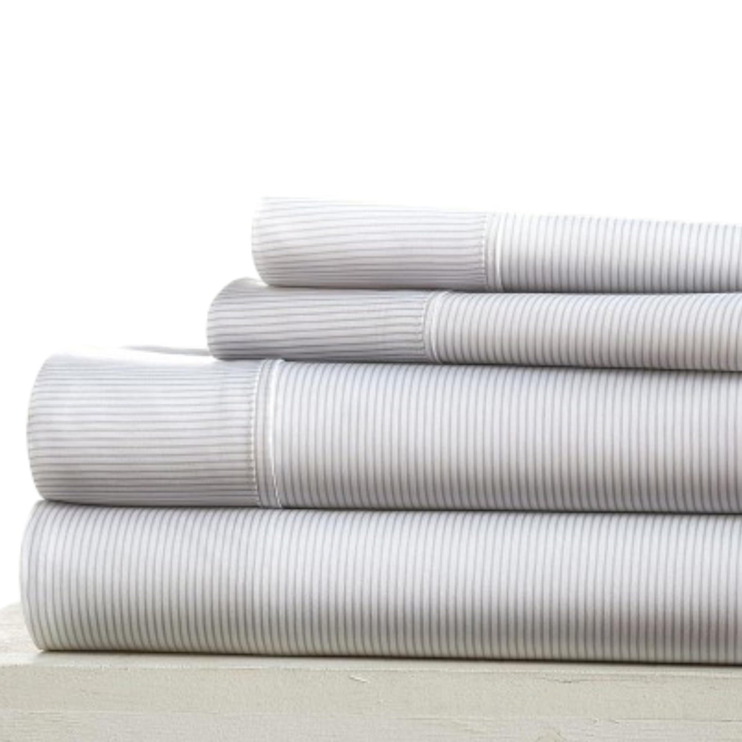 Linen Market 4 Piece Full Bedding Sheet Set (Light Gray Pinstriped) - Sleep Better Than Ever with These Ultra-Soft & Cooling Bed Sheets for Your Full Size Bed - Deep Pocket Fits 16" Mattress
