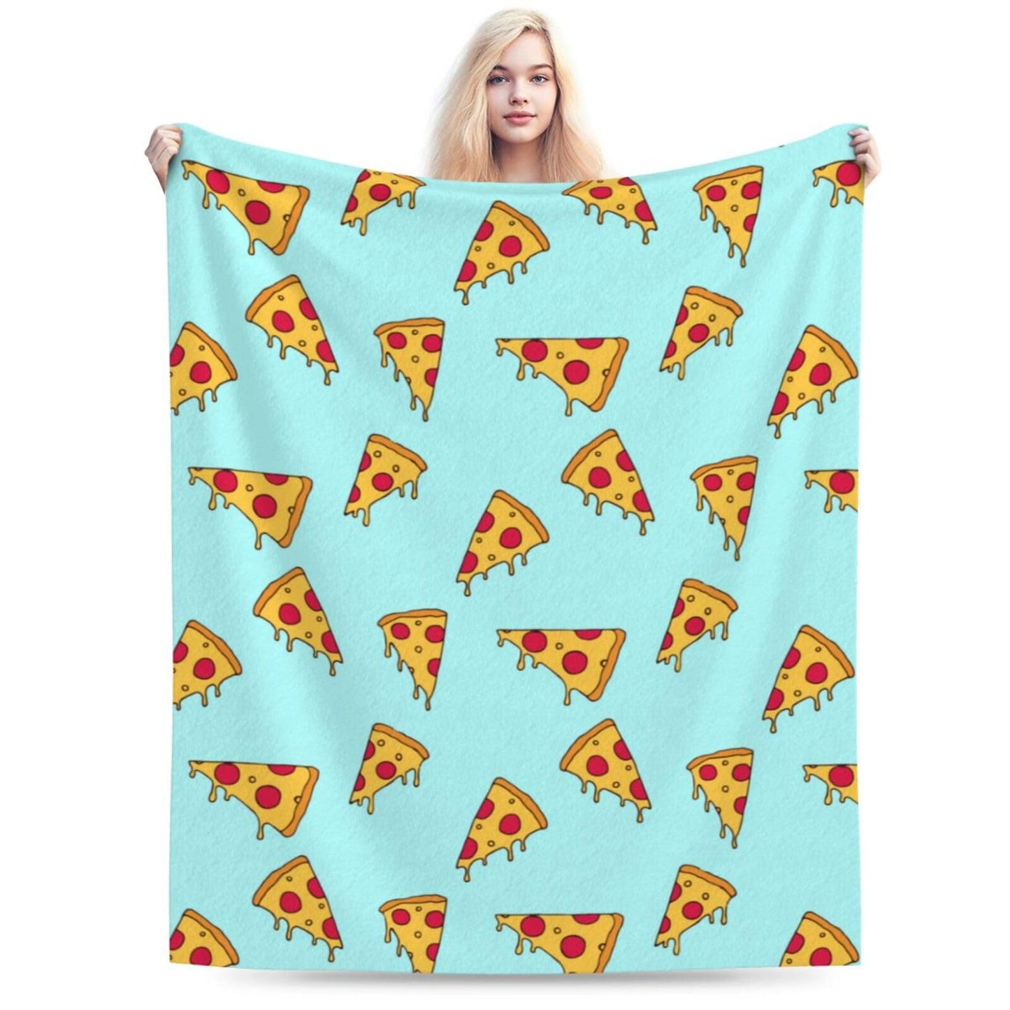 Cute Pizza Slice Throw Blanket Super Soft Warm Bed Blankets for Couch Bedroom Sofa Office Car, All Season Cozy Flannel Plush Blanket Gifts for Girls Boys Kids Teens 50"x40"