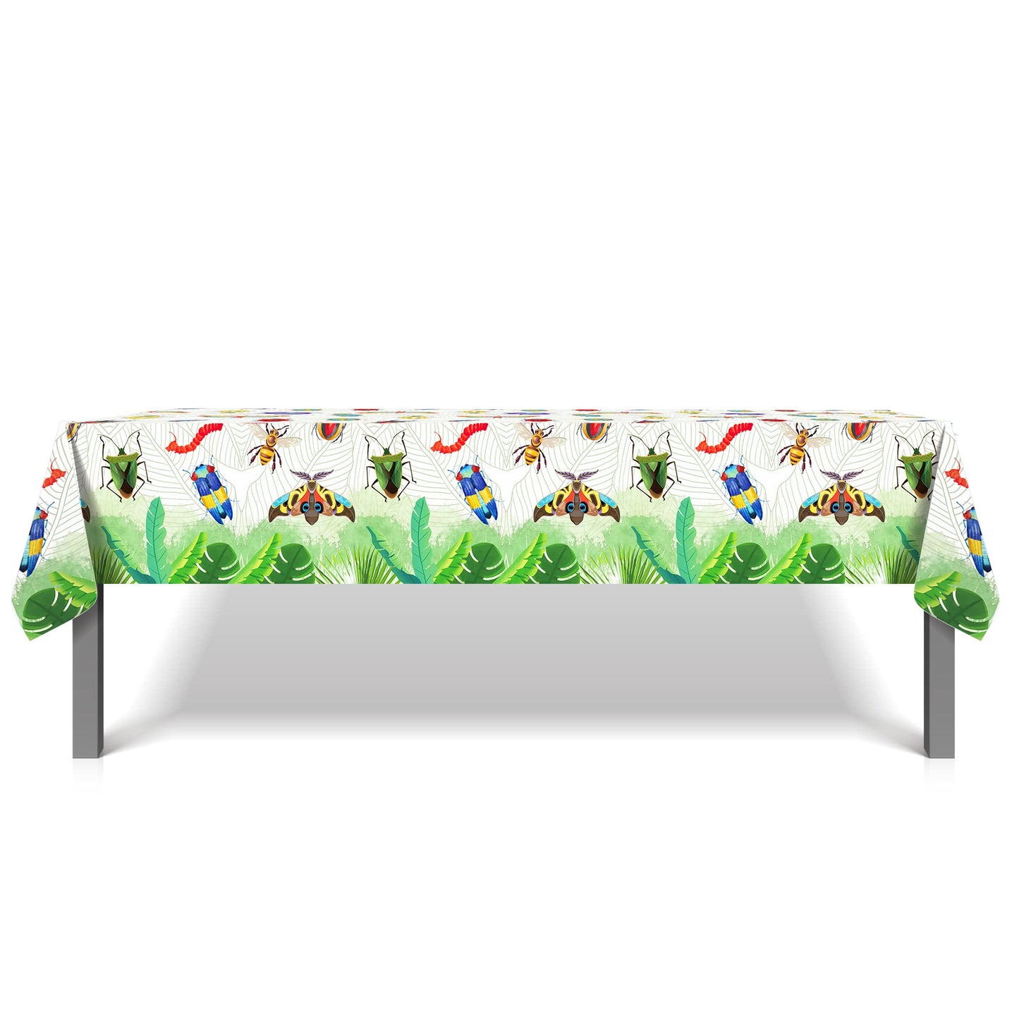 CC HOME 1 Pack Insects Party Plastic Tablecloth 54 x 87 Inch Long Rectangular Table Cover for Buffet, Birthday Party Holiday Dinner, Picnic or Tablecloth for Kitchen Event Use