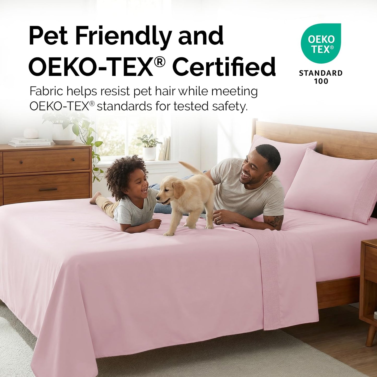 Southshore Fine Living, Inc. Queen Size Sheet Set, 4-Piece, 21" Extra Deep Pocket Pleated Sheets, Queen Size | Flat Sheet, Fitted Sheet, 2 Queen Pillowcases | Soft Microfiber Bedsheets | Pink