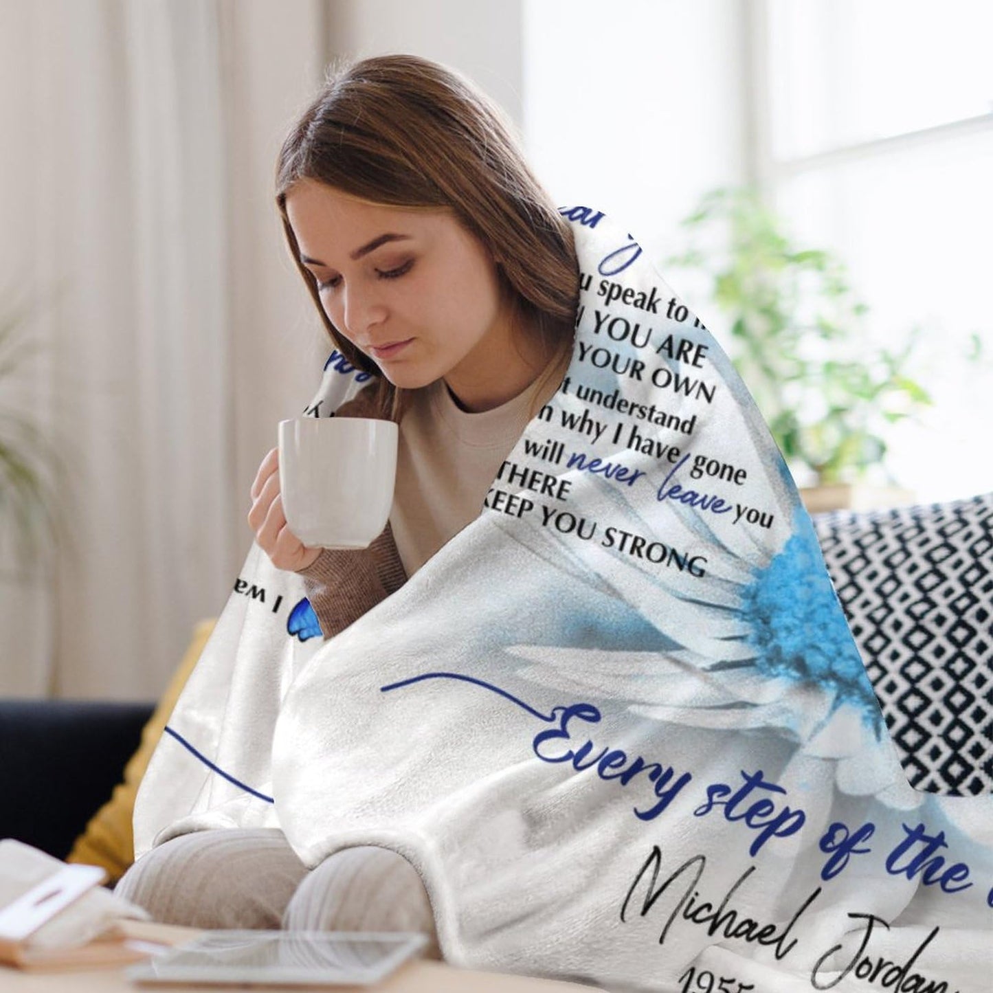D-Story Custom Memorial Blanket with Photos in Loving Memory for Loved Ones Lost: Made in USA, Personalized Picture Sympathy Remembrance Grief Gift Funeral for Daughter Son Father Mother Brothers