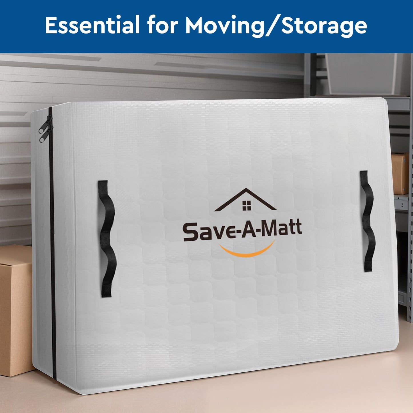 SaveAMatt Mattress Bags for Moving -Extra Thick Queen Mattress Storage Bag, 8 Strong Handles & Reinforced Stitching, Waterproof Reusable Clear Mattress Cover Protector (82’’x63’’x15’’ Queen Size)