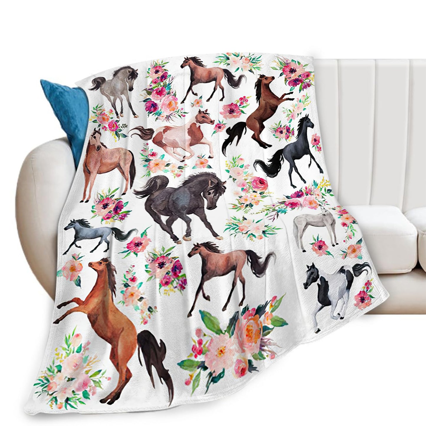 Horse Blanket Horse Throw Blanket Gifts for Girls Women Kids Boys Adults Man Super Soft Cozy Plush Fluffy Fuzzy Fleece Blanket Decor 40''X50''