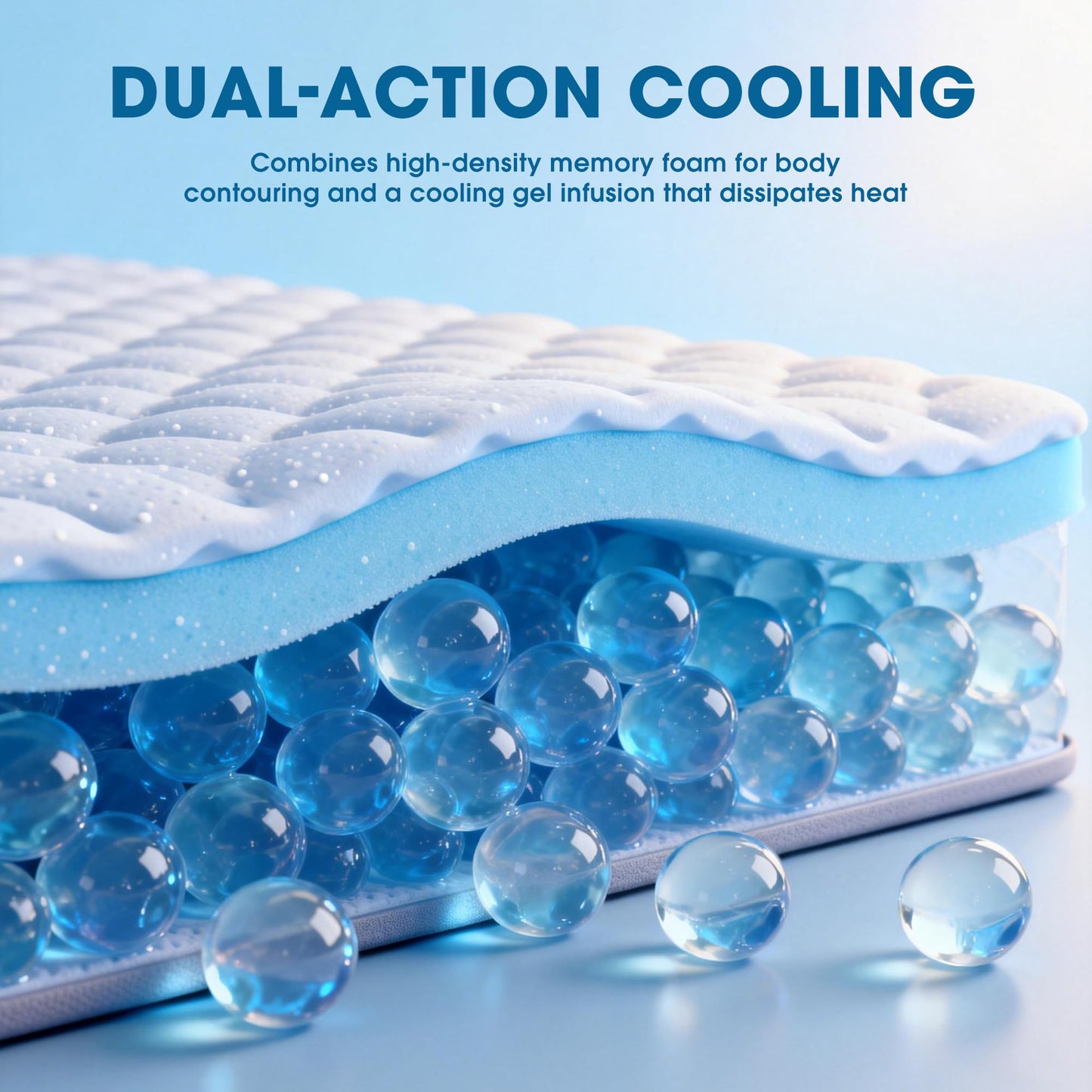 Ninemoon Dual Layer Cooling Memory Foam Mattress Topper Queen Size, 2 Inch Gel Mattress Topper + 1 Inch Pillow Top Mattress Pad, Soft Bed Topper with Deep Pocket 8-21 Inch