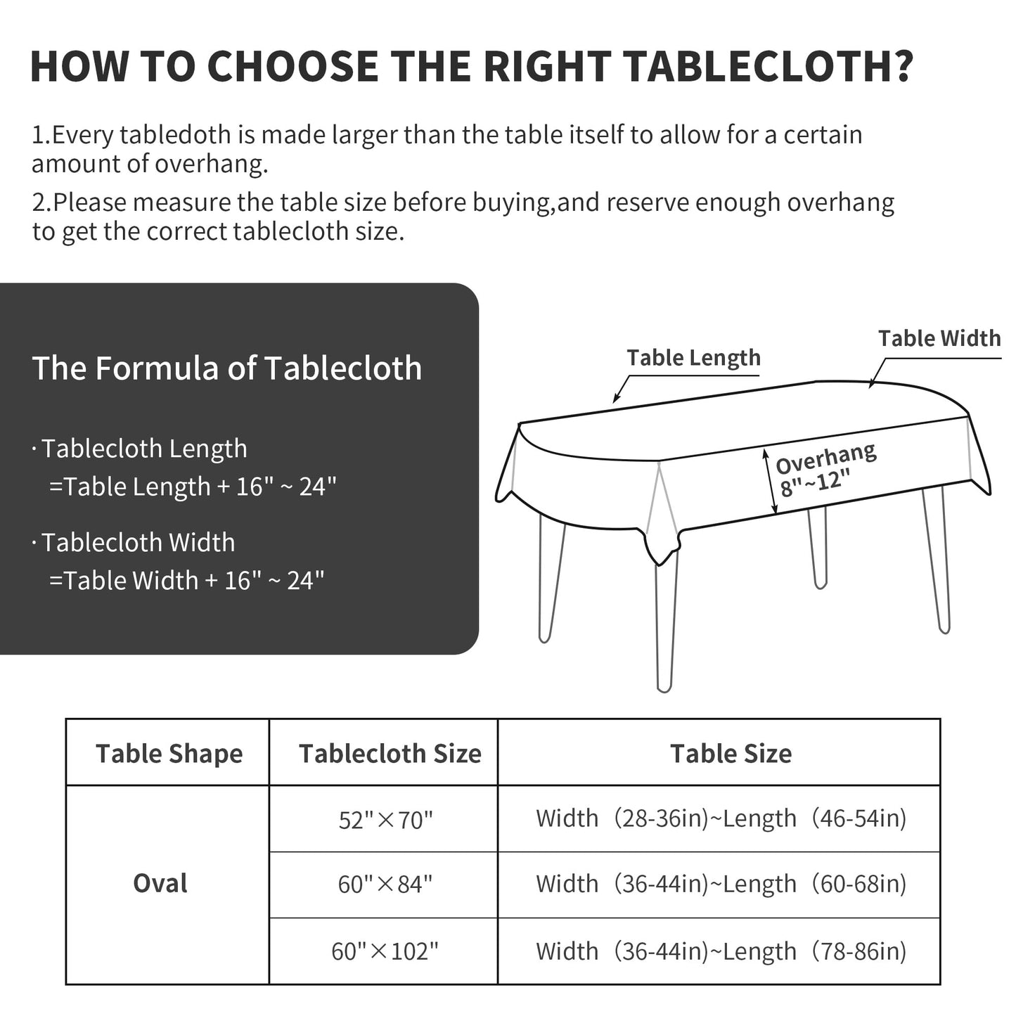 HOMBYS Solid Embroidery Oval Tablecloth with Tassels for Oval Table, 60 x 84 Inch Lace Dust-Proof Table Cover for Kitchen Dinning, Wrinkle Free Anti-Fading Tabletop Decoration