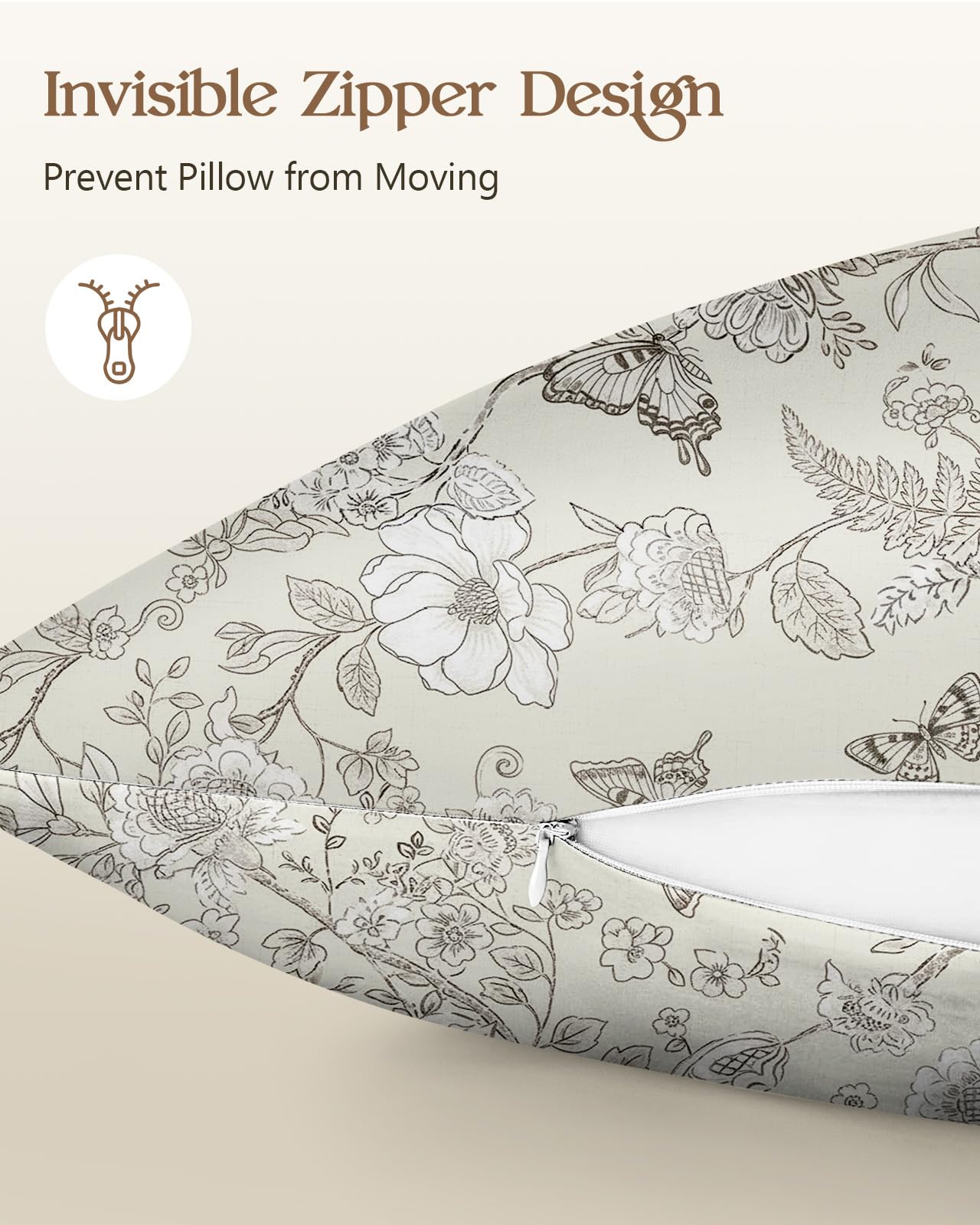 Miss Adola Silk Pillowcase 2 Pack - Pillow Cases 20" x 30" Queen Size Set of 2 for Hair and Skin Smooth Soft Breathable with Hidden Cute Zipper Cooling Pillow Covers for Sleeping, Butterfly
