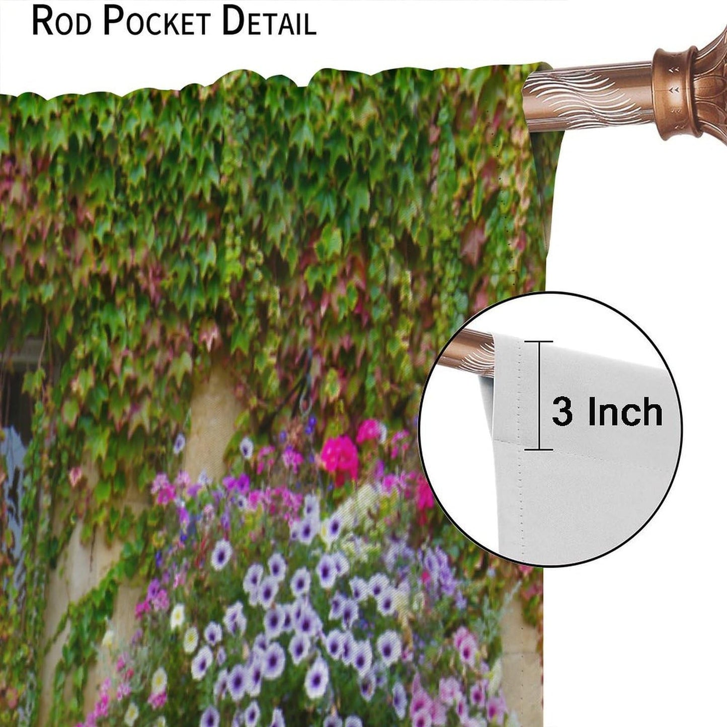AAVEUP Italian Building Landscapes Curtains,European House Window Garden Nature Landscape Spring Flower Vine Green Leaves Plant Window Treatments for Living Room Bedroom Kitchen 42x45in（No Blackout）
