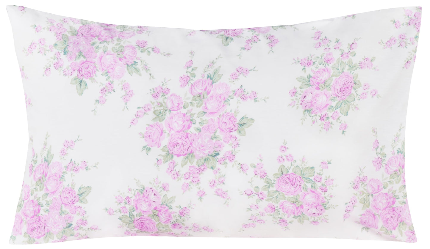 Scientific Sleep Pink Rose Bright Floral Plant Flower 100% Cotton 3 Pcs Twin Bed Sheet Set Kids Toddler Teen, Flat Sheet & Fitted Sheet & Pillowcase Kids Bedding Set Twin