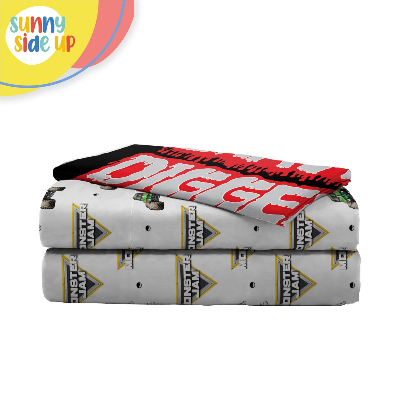 Sunny Side Up Monster Jam Grave Digger Twin Sheet Set - 3 Piece Kids Bedding Set Includes Pillow Cover - Super Soft Microfiber Sheets