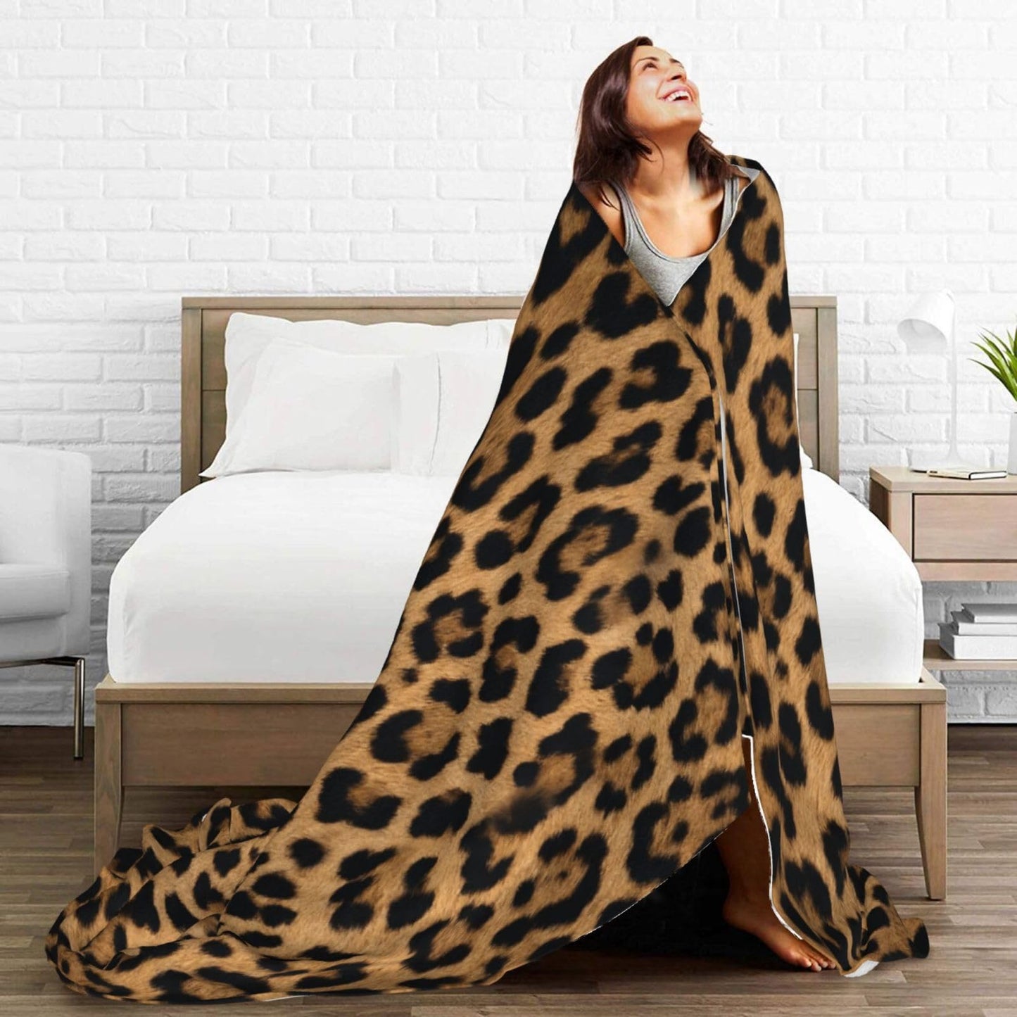 Gbuzozie Leopard Print Fleece Blanket Lightweight Ultra-Soft Wild Animal Fur Pattern Throw Blanket for Sofa Couch Bed Camping Travel - Super Soft Cozy Microfiber Blanket 50"X40"