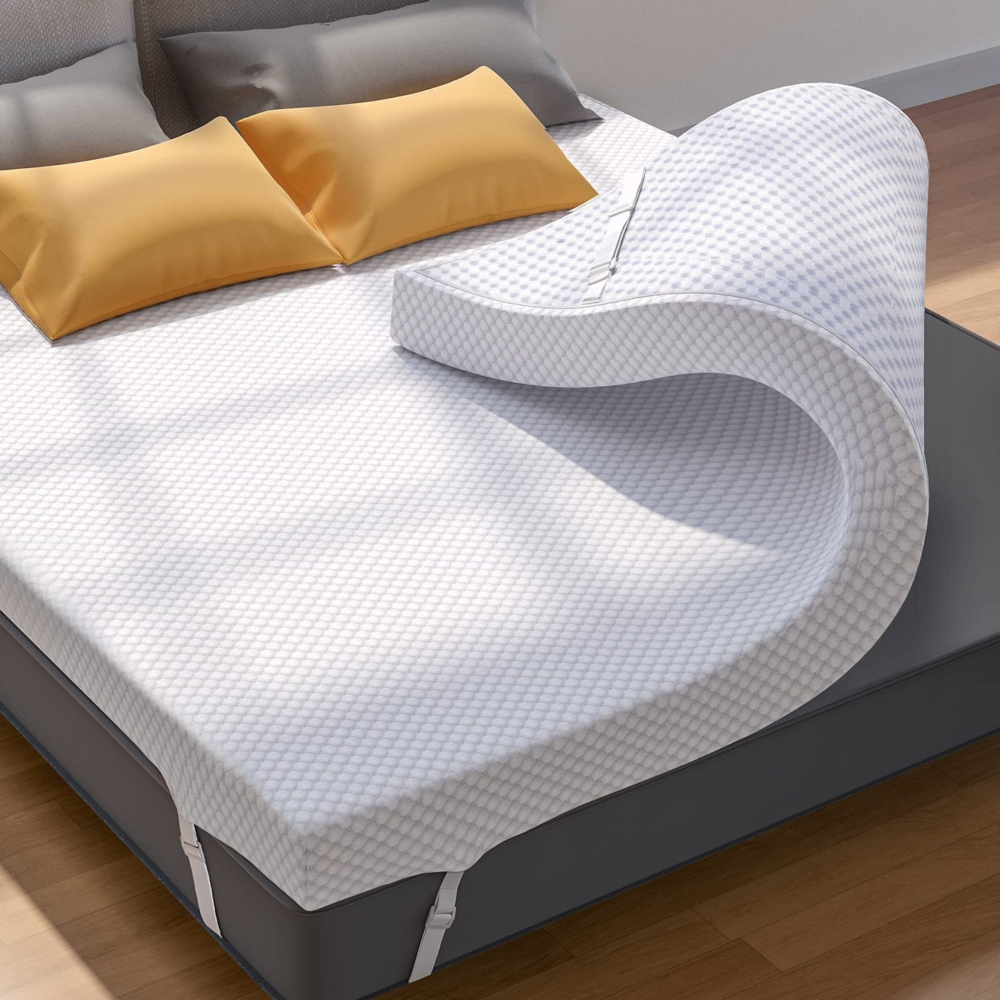 PERLECARE Queen Mattress Topper, 3 Inch Gel Memory Foam Mattress Topper for Pressure Relief, Premium Soft Cooling Sleep, Non-Slip Design with Removable & Washable Cover, Oeko-Tex Certified