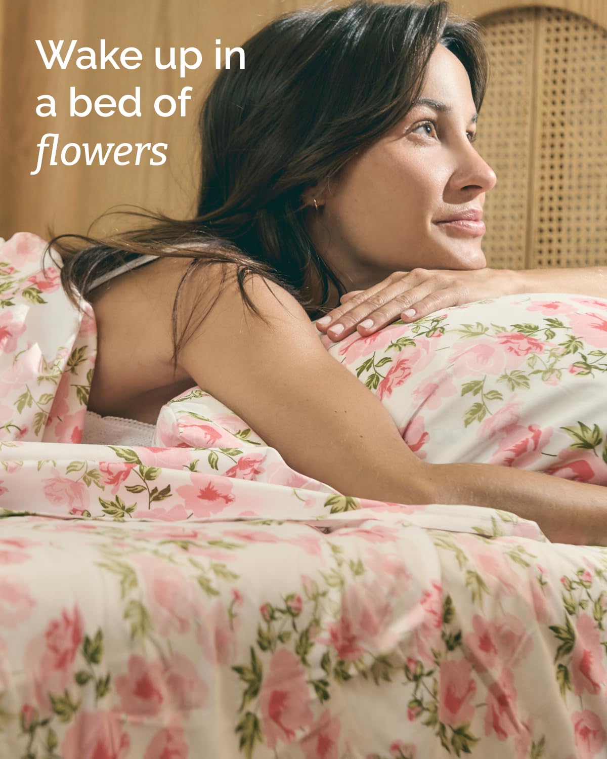Floral Sheets - Pink Floral Bed Sheet Set - 1 Flat, 1 Fitted & 2 Pillowcases w/ Deep Pockets - Comfy, Wrinkle & Fade-Free - Boho Botanical Bedding - Ultra-Soft, Breathable & Cooling - Queen Size Set