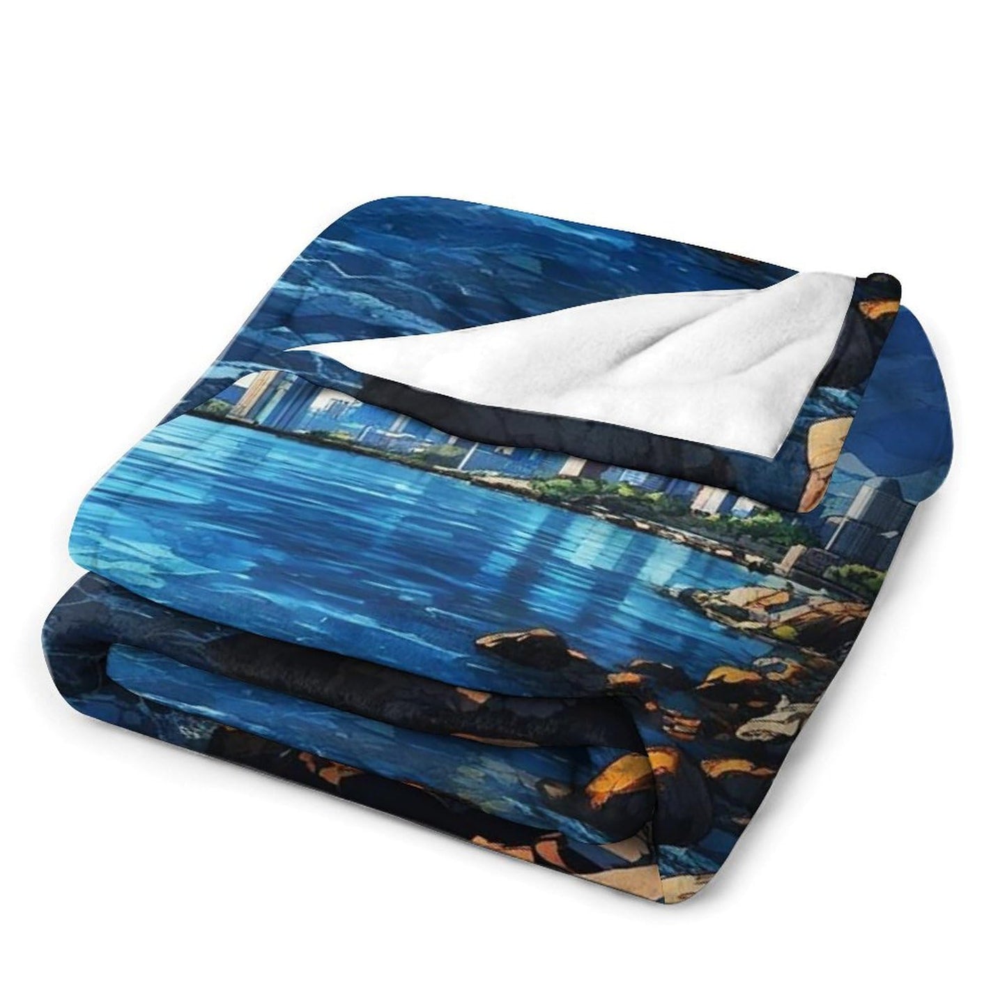 Miami Florida City Skyline Landscape Abstract Blanket Soft Flannel Lightweight Blanket Outdoor Travel Carry Living Room Bedroom Sofa Decoration Gifts 50x60 Inch