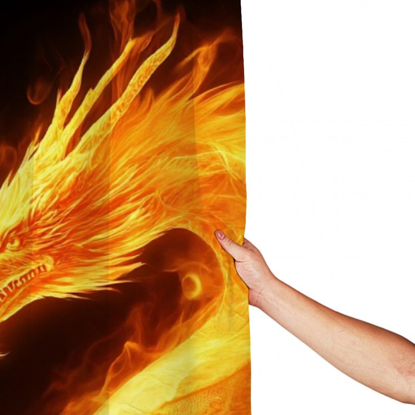 Meaudiwes Luxury Waterproof Shower Curtain Lightweight Fabric Hotel Style Bathroom Decor, 72"x 70" Ice Blue and Red Fire Flame Dragon