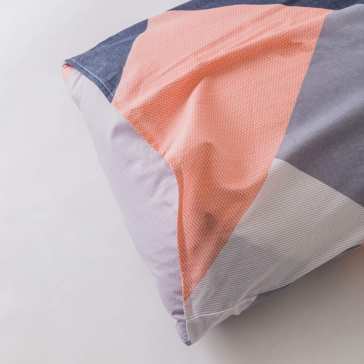 YuHeGuoJi Peach Geometric Duvet Cover Queen 100% Cotton 3 Pcs Set 1 Pink Navy Striped Duvet Cover with Zipper Ties 2 Pillowcases Modern Farmhouse Blue Chevron Patterned Bedding Set Soft