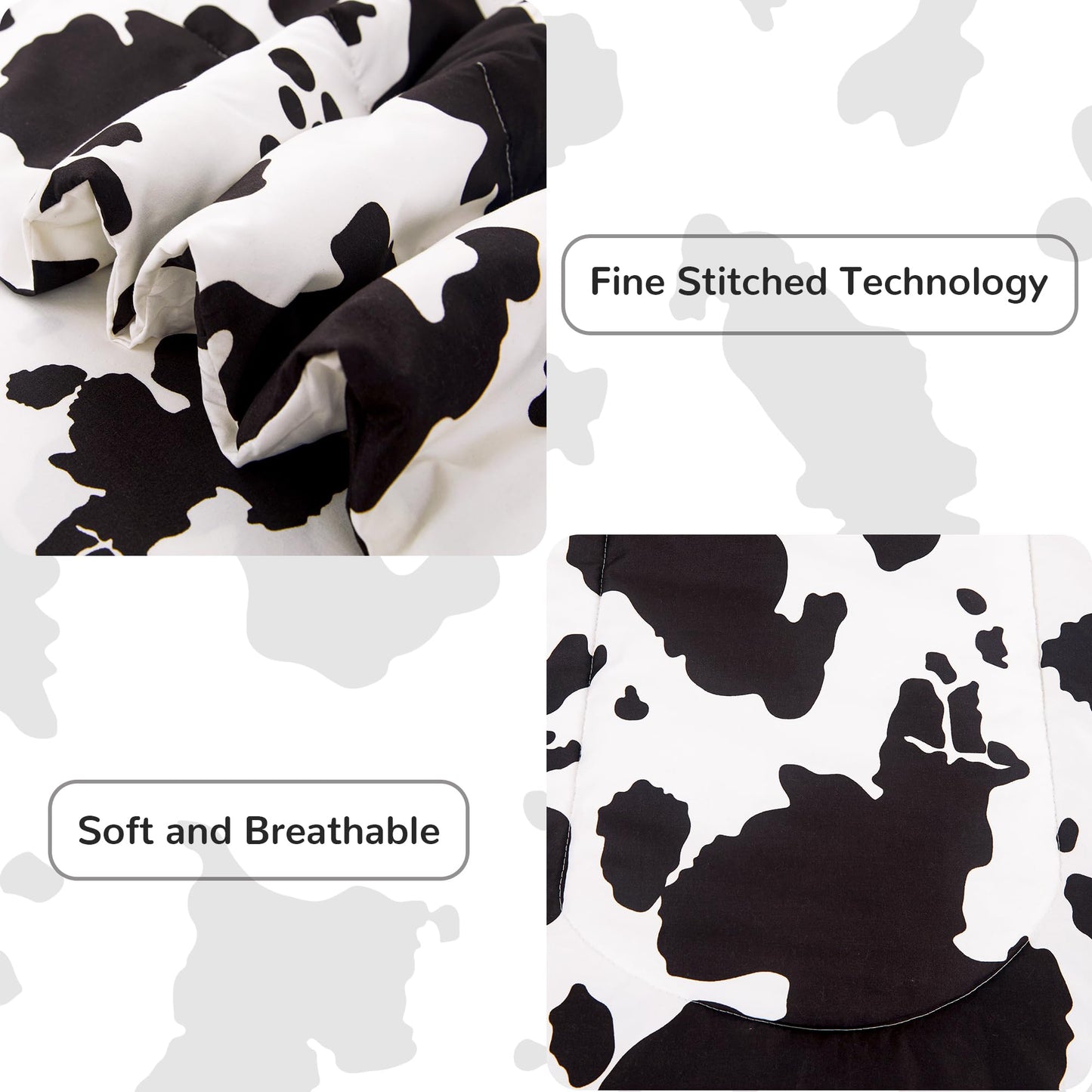 Viviland Kids Full Bedding Sets for Girls, Boys Soft Full Comforter Set with Sheets, 7 Pieces Microfiber Bed in a Bag, Cow Animal