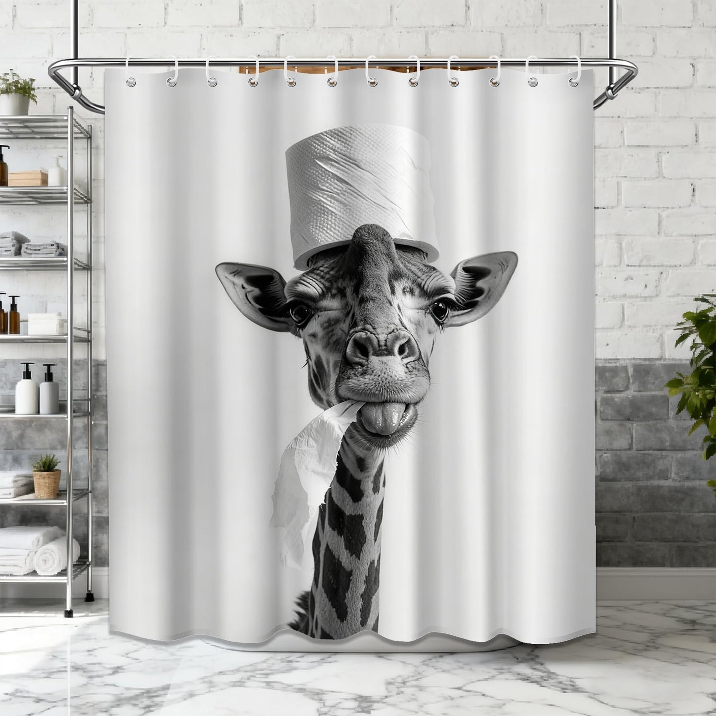 DLTAY Funny Giraffe Shower Curtain, Gray, 70x72 Inches
