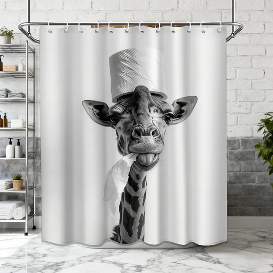 DLTAY Funny Giraffe Shower Curtain, Gray, 70x72 Inches