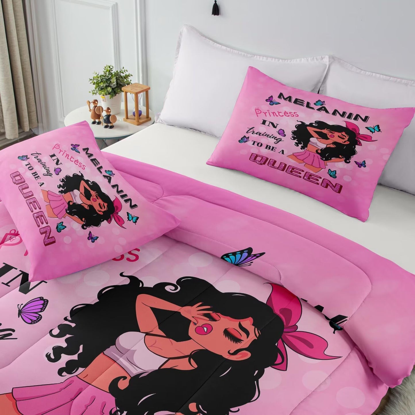GRAT TIOC Black Girl Comforter Set Twin Size for Kids Teens,God Says You are Comforter Set,Black Girl Magic Bedding Set,African American Princess Bed Bedroom Sets