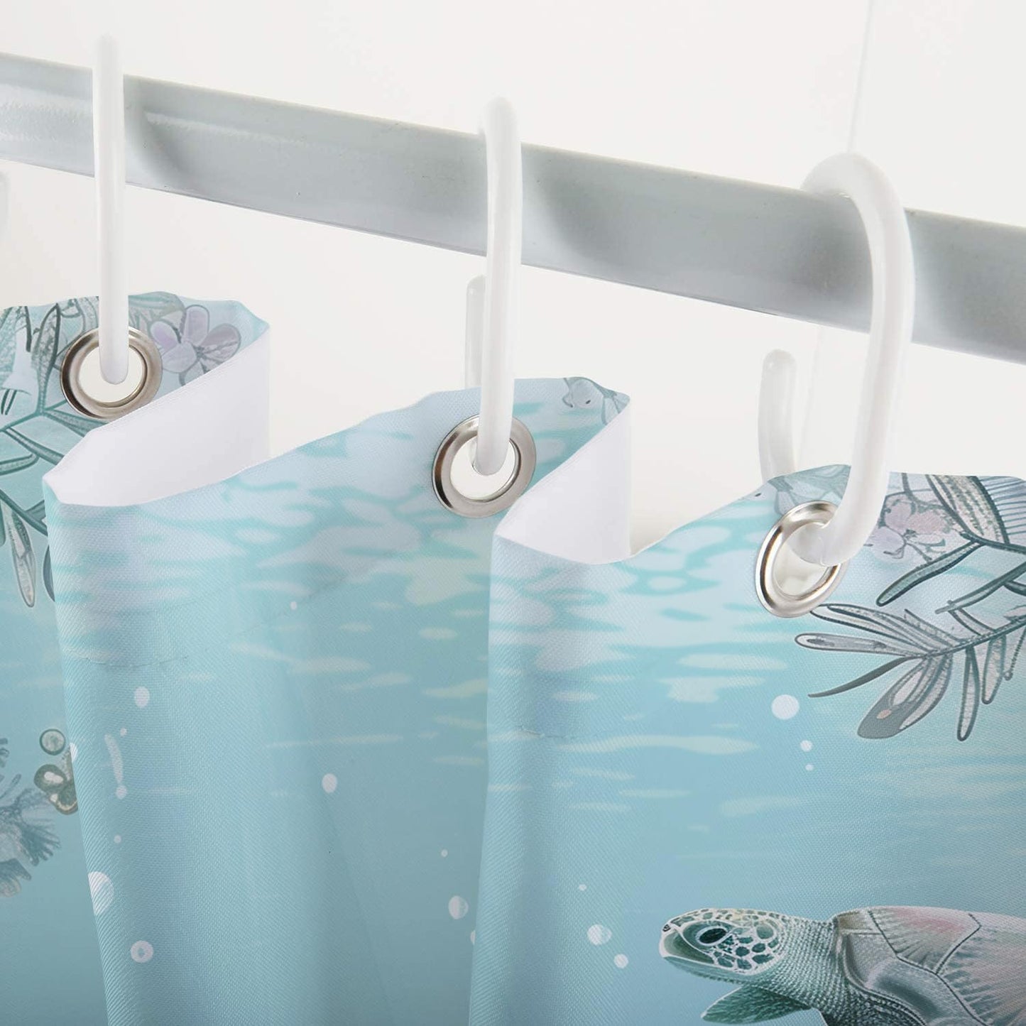 Sokdcam Sea Turtle Shower Curtain, Blue Teal Turtle Beach Theme Shower Curtain for Bathroom, 72 x 72 Inch Polyester Fabric Waterproof Bath Curtains Decor Set with 12 Hooks
