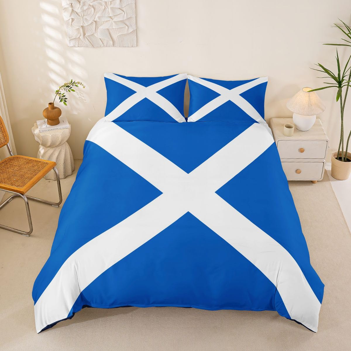Feelyou Scotland Flag Duvet Cover Full Size Boys Girls Scottish Bedding Set Breathable Soft World Countries Comforter Cover 3Pcs Soccer Sports Game Bedroom Decor