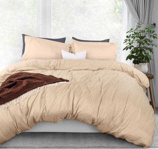Utopia Bedding Duvet Cover Queen Size - 3 Piece with Zipper Closure - 1 Comforter Cover 90X90 Inches & 2 Pillow Shams 20X26 Inches (Ivory) Comforter Not Included