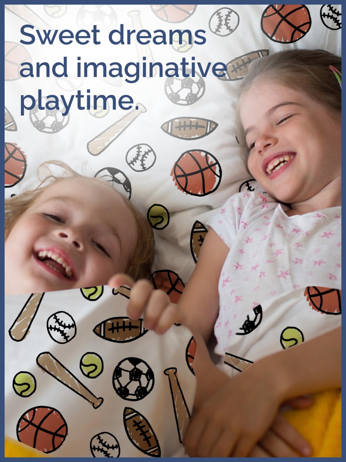 Kids Twin Size Bed Sheet Set - 3 Piece Kids Loft Bed Sheets - Soccer, Basketball, Football, Tennis and Baseball - Soft, Cute - Breathable & Machine Washable - Bed Set for Boys, Girls, Teens & Toddlers