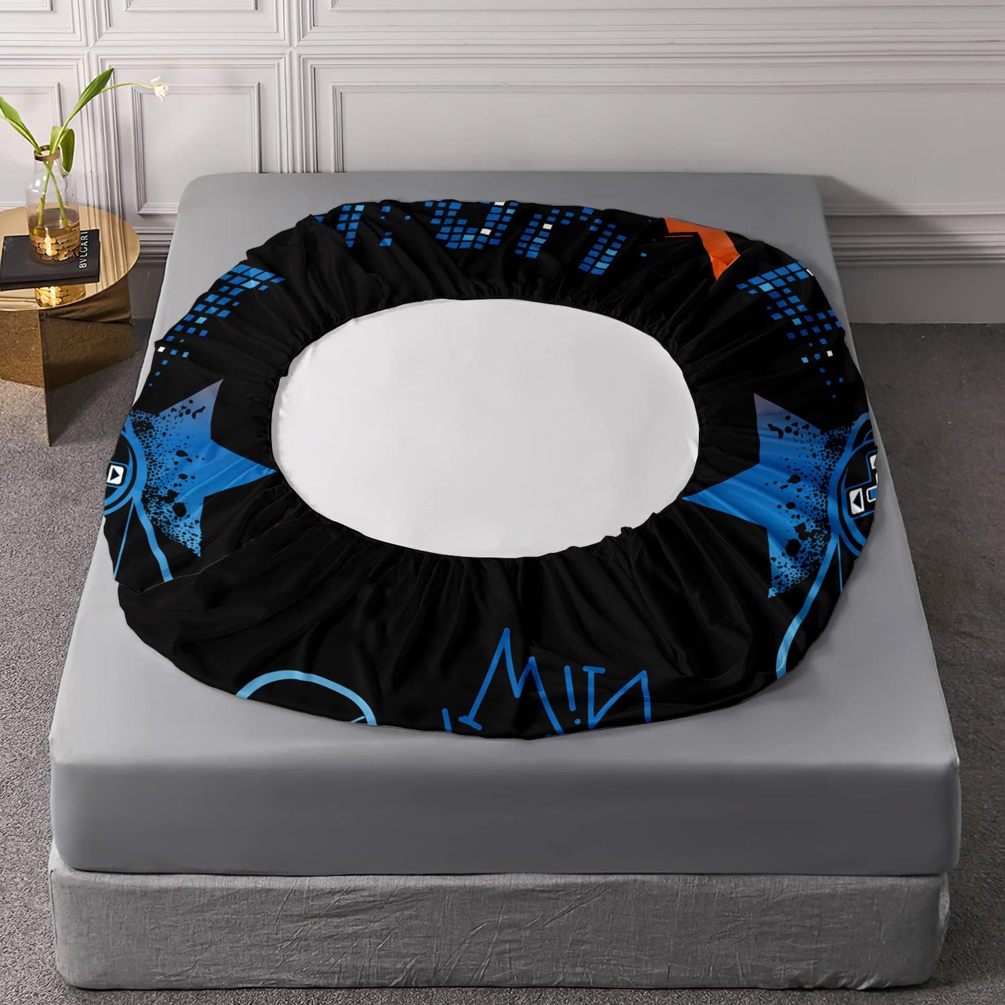 AILONEN Gamer Fitted Sheet Queen Size,Gaming Bedsheets Set,Gamepad Bed Sheet Set for Boys,Boys Video Games Bedding Set,1 Fitted Sheet and 2 Pillow Case,3 Piece