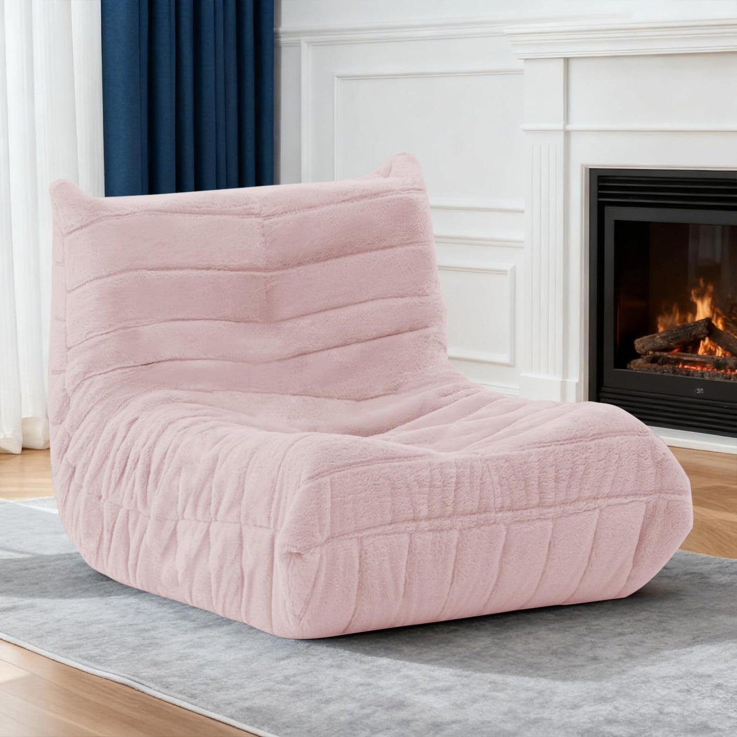 Bean Bag Chair for Adults, Giant Bean Bag Sofa Oversized Beanbag Chairs, Fireside Bean Bag Couch with High Density Sponge Filled Large Bean Bags Chair for Apartment Living Room Bedroom, Dusty Pink