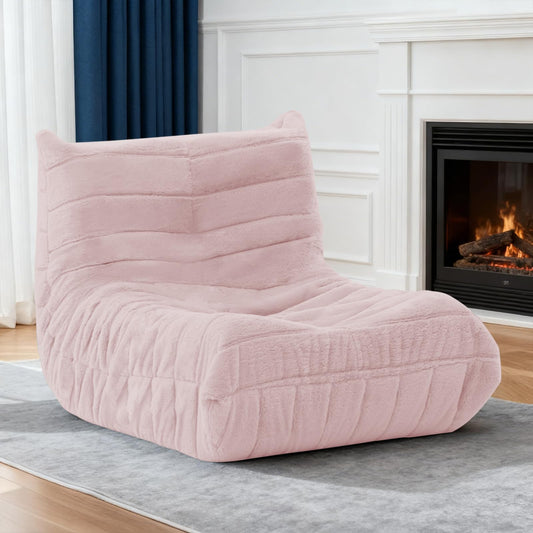 Bean Bag Chair for Adults, Giant Bean Bag Sofa Oversized Beanbag Chairs, Fireside Bean Bag Couch with High Density Sponge Filled Large Bean Bags Chair for Apartment Living Room Bedroom, Dusty Pink