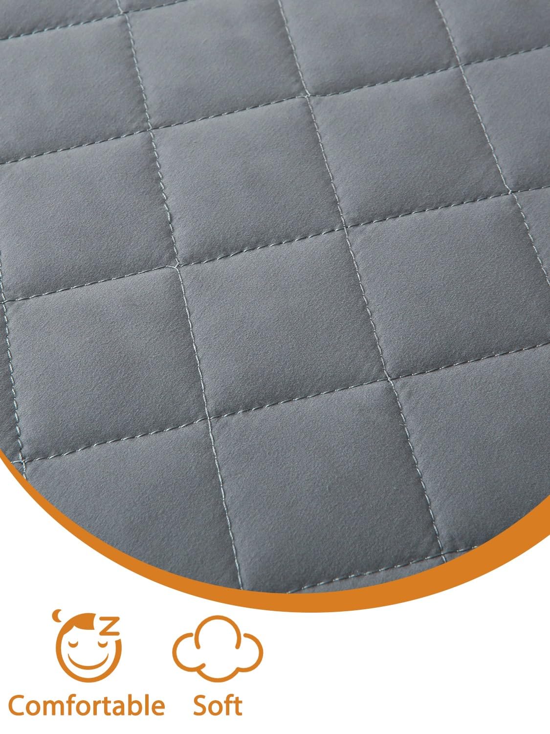 Bedecor Twin Quilted Air Mattress Pad with Pump Access Zipper,Air Bed Protector Cover, Deep Pocket Fits 18-24 Inch Blow Up Beds, Quiet & Breathable,Gray Diamond