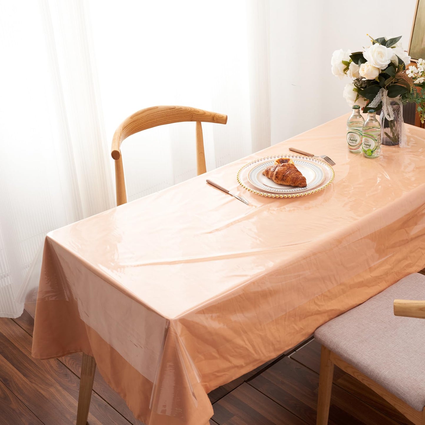 Rawgoodz Clear Plastic Tablecloth Protector Rectangle Square 70x70 inch Waterproof Oilproof Stain Resistant Wipeable Table Cover for Dining Tables