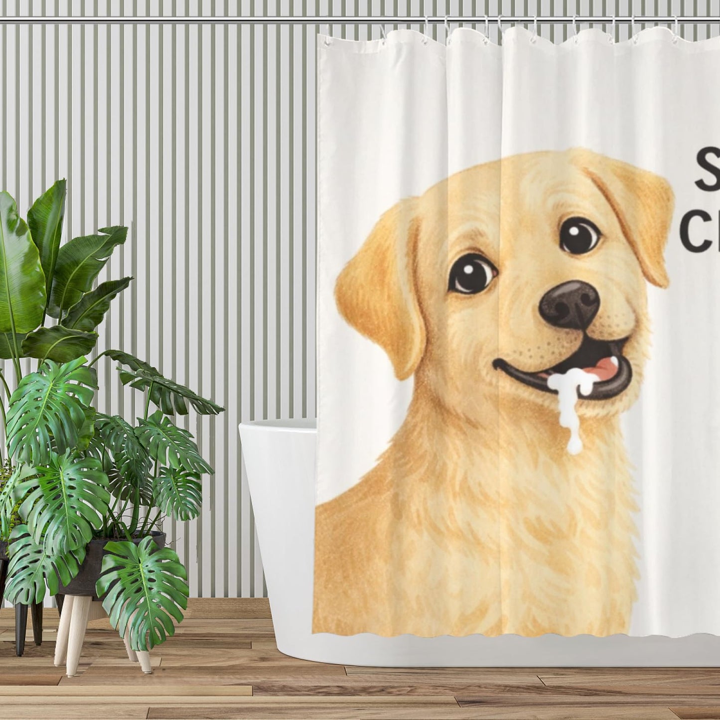 Wordatu Funny Labrador Retriever Shower Curtain Colorful Animal Waterproof Polyester Fabric 72x72 Inches Set with 12 Hooks(24712)