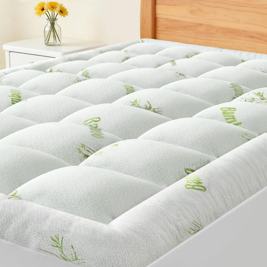 OLIXIS Mattress Topper Full, Bamboo Viscose Ultra Soft Mattress Protector with Stretchable Pockets, Cooling Pillow Top Mattress Pad Breathable, Mattress Cover for Back Pain Relief, Hot Sleepers