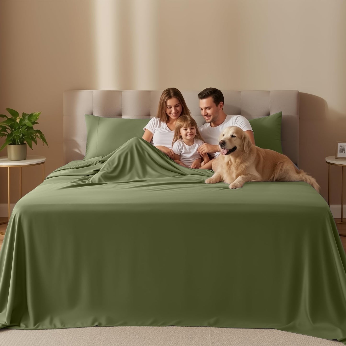 Utopia Bedding Queen Size Sheet Set – 4 Piece Bed Sheets, Soft and Breathable Microfiber, Includes 1 Fitted Sheet, 1 Flat Sheet and 2 Pillowcases – Oeko Tex (Olive)