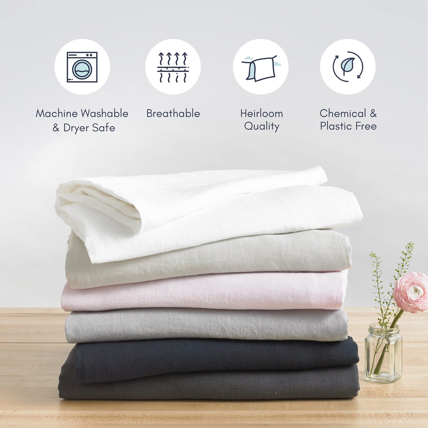 Baloo 100% French Linen Duvet Cover for Weighted Blanket (Charcoal - 42"x72" - Throw Size) | Cooling, Soft & Durable | Certified European Flax®