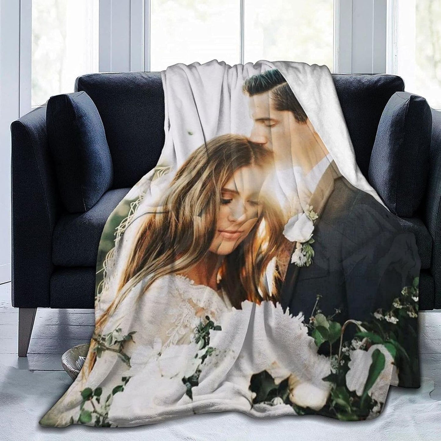 Ships Next Day .Custom Blanket with Photos Text Customized Blanket Personalized Flannel/Sherpa Throw Blankets for Adult Kid Birthday Christmas Halloween Fathers Mothers Valentines Gift - 50"x 60"